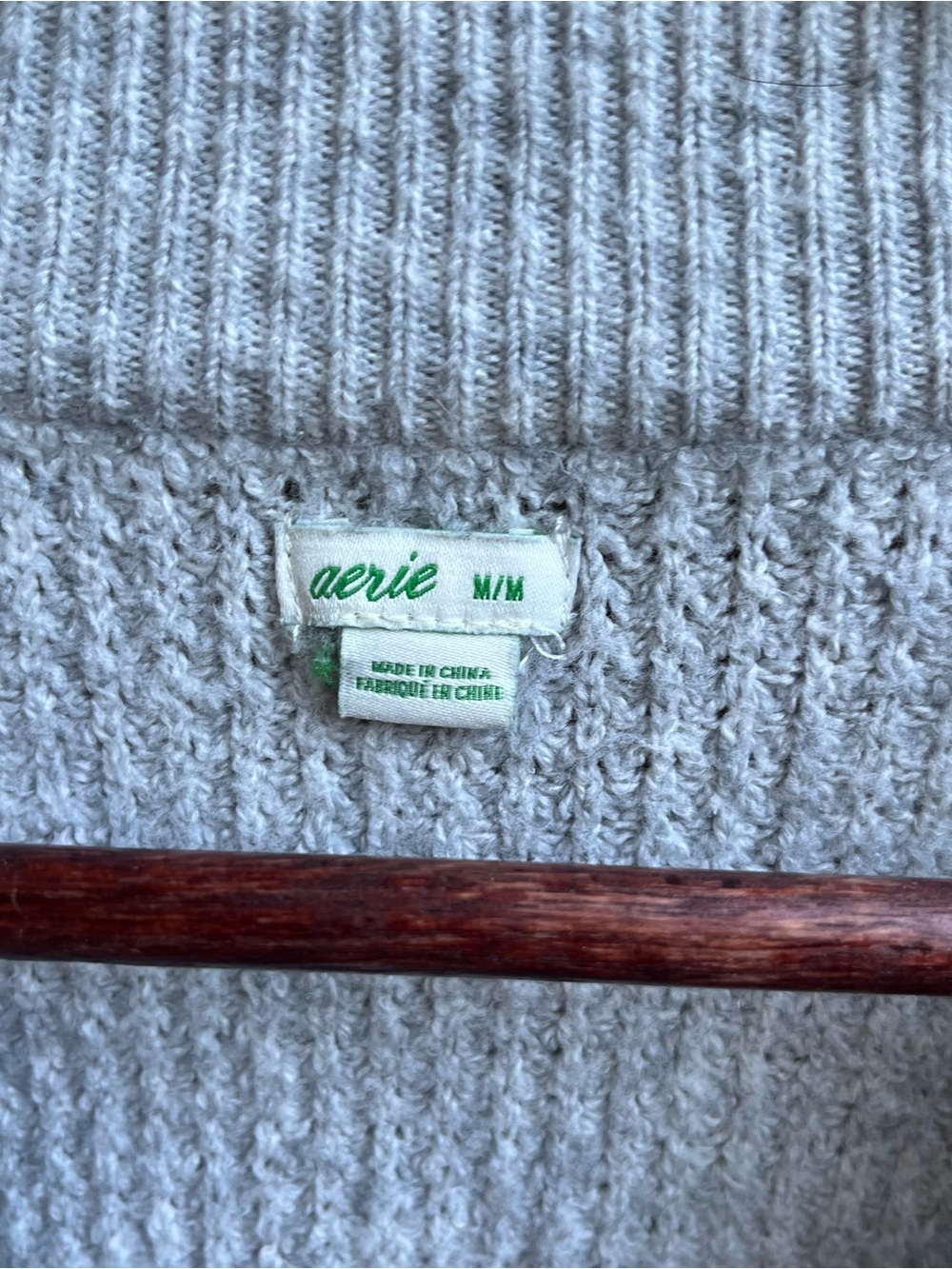 aerie Light Gray Waffle-Knit Oversized Crewneck Sweater - Picture 2 of 3